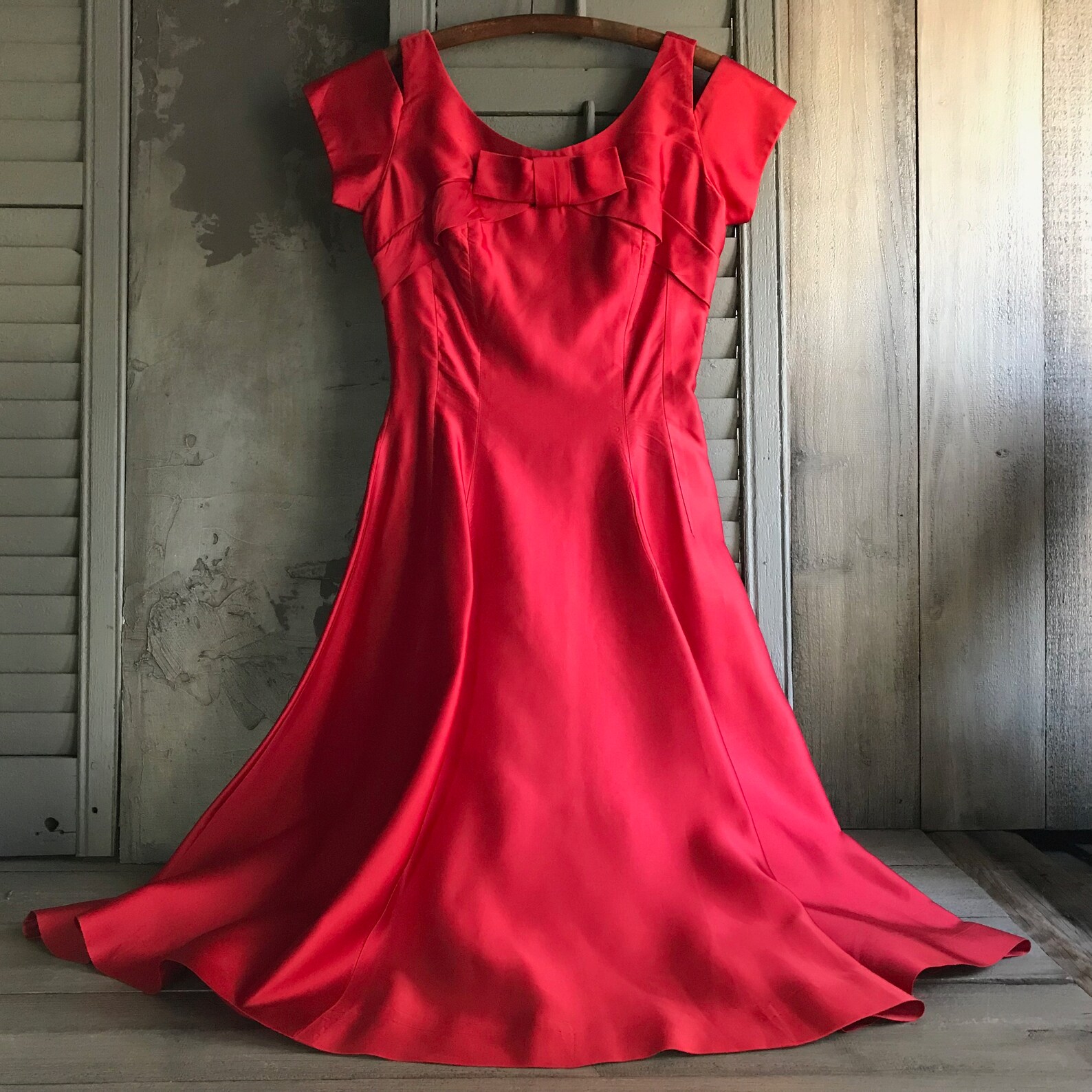 1950s Red Satin Formal Dress Jr Theme New York Mid Century | Etsy