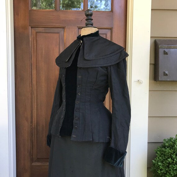Victorian Black Cape, Silk, Cotton, Capelet, Perio