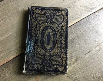 1846年フランスの古書、金箔押し、金箔押し、装飾ディスプレイ - Etsy 日本