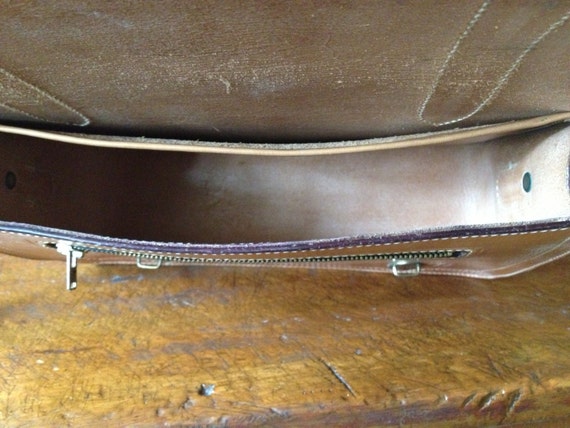 Belted Brown Leather Purse, Handbag Mini Briefcas… - image 5
