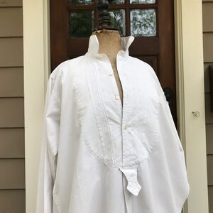 French Mens Dress Shirt, Embroidery Work, White, Edwardian Period Clothing, Damages image 3