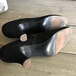 1940s Black Suede Shoes, Mary Jane Pumps, Custom Made, Chicago image 9