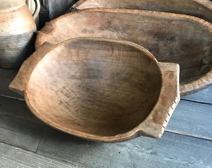 Primitive Wood Bowl, Handcrafted, Breadmaking, Dough Proofing, Farm