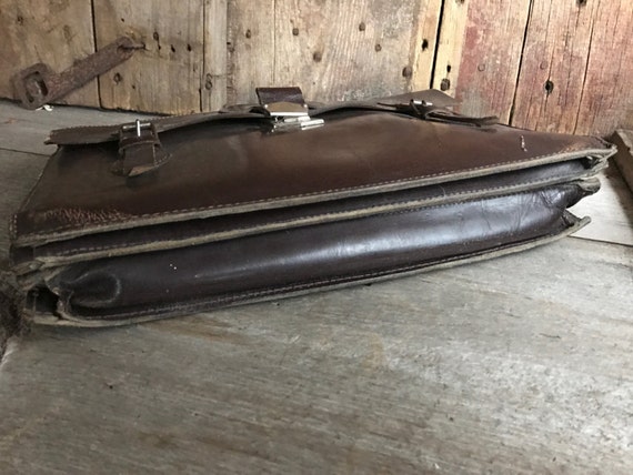 Brown Leather Briefcase Handcrafted in England, A… - image 3