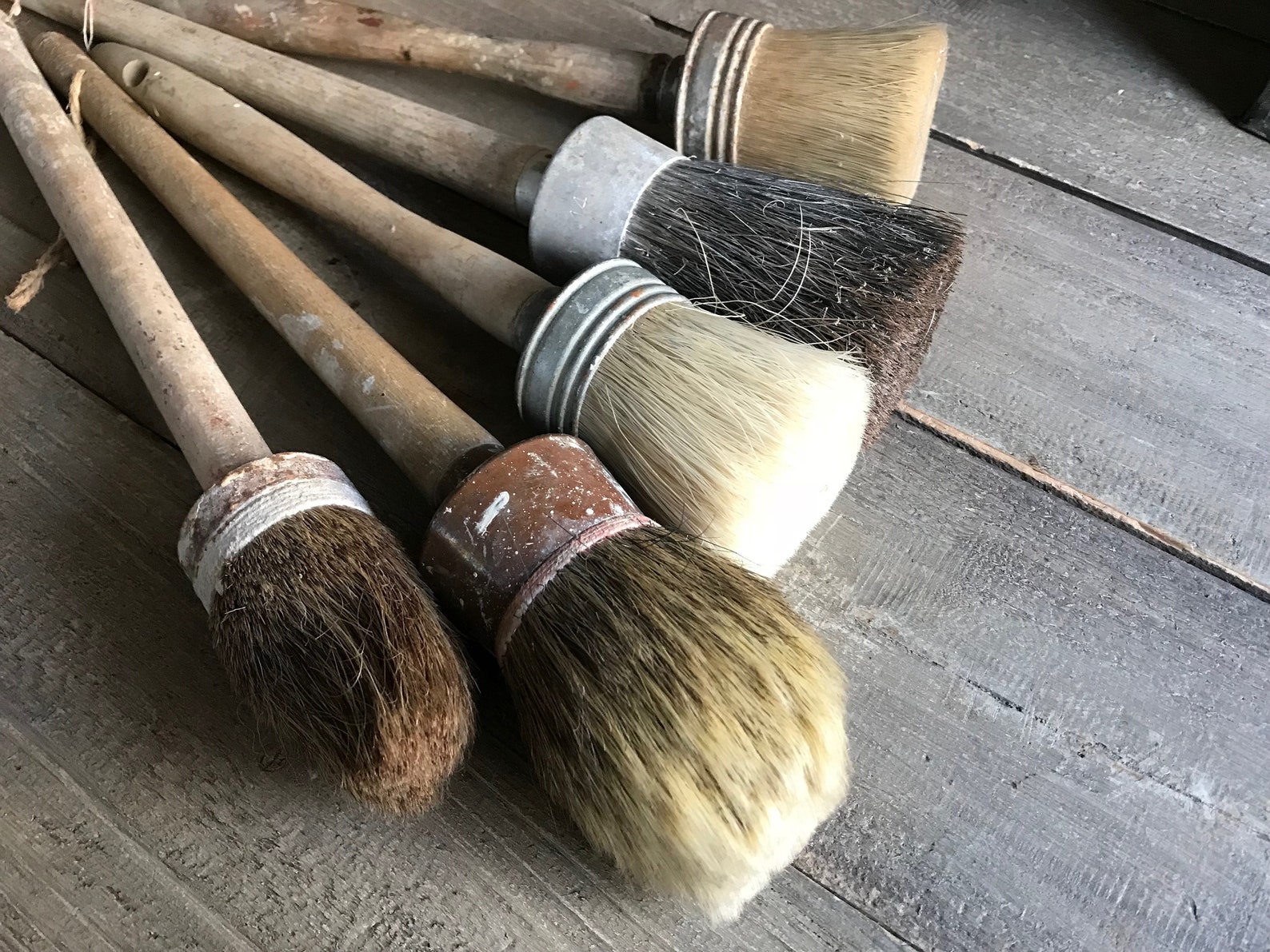 1 French Wood Paint Brush Industrial Decor Round Brush Wood Etsy