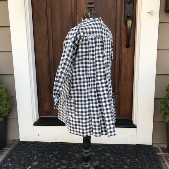 French Gingham Girls Pinafore Dress, Handsewn, Bl… - image 4