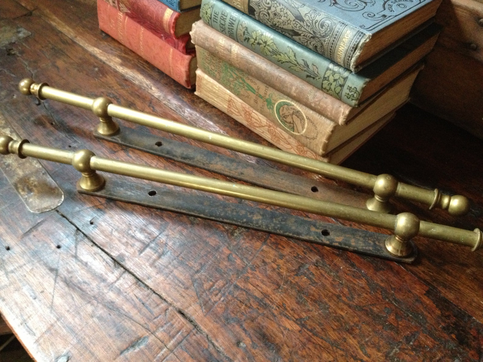 Antique Brass Towel Bars Set of 2 French Etsy