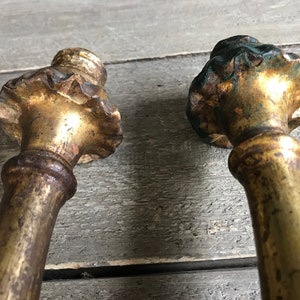 19th C French Gilded Candlesticks, Carved Wood, Antique, Architectural, Classic, Pair zdjęcie 10