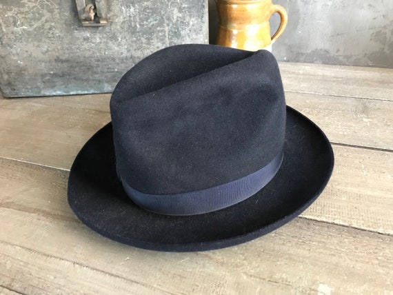 Paris 1910s Black Fedora Hat, Homburg, Gentlemans… - image 2