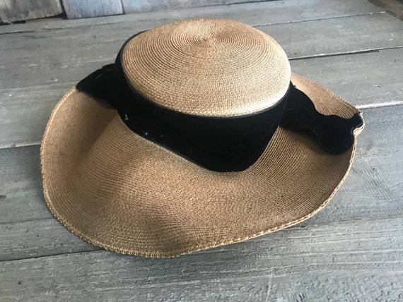 Antique French Straw Hat, Edwardian, Panama Straw… - image 1