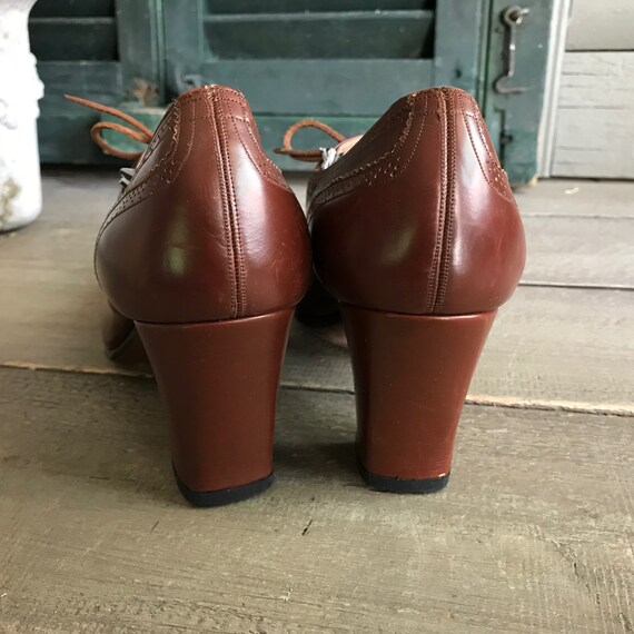 Leather Oxford Shoes, 1940s, 50s, Size  7, 7.5 US - image 9