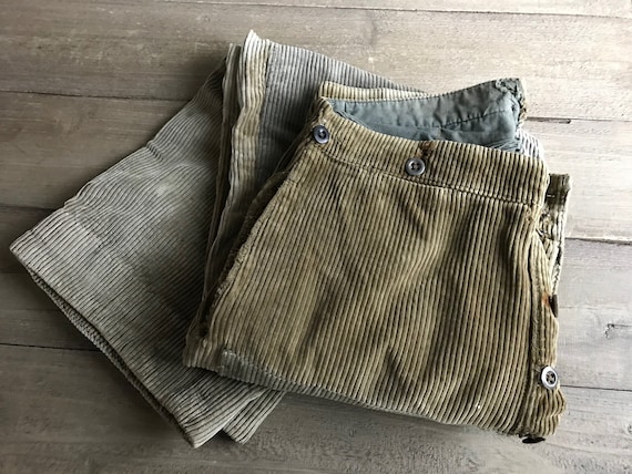 French Corduroy Trousers, Work Wear Pants, Patch R