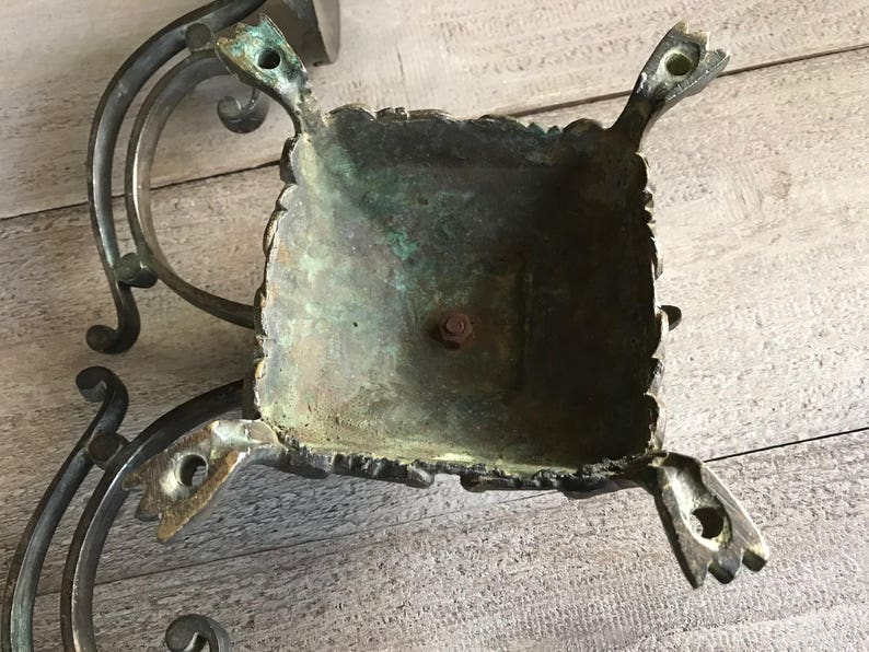 Antique French Candle Sconce, Bronze Candelabra, Wall Mounted, Garden Candle Holder image 10