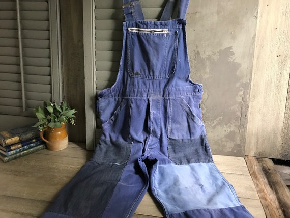 French Jeans Overall Work Wear, Bib Overalls, Blu… - image 6