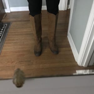 Vintage Tan Suede Boots, Knee High, Camel, Distressed Style, 90s Fashion, 39 EU, 8,5 US image 18