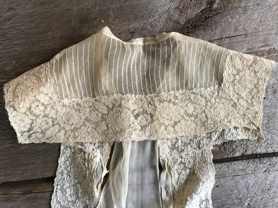 Antique French Floral Lace Blouse Front Panel, Dr… - image 4