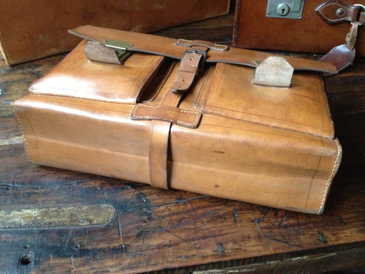 English Leather Satchel Briefcase Attache Case in Sienna Brown Etsy