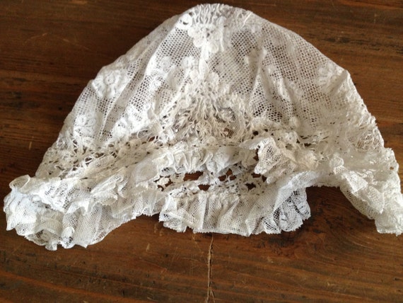 1800s French Lace Baby Bonnet Childs Hat - image 3