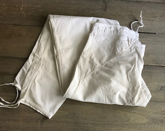 Ceroulas rústicas francesas, trajes camponeses masculinos, calças de algodão branco, roupas de época masculinas