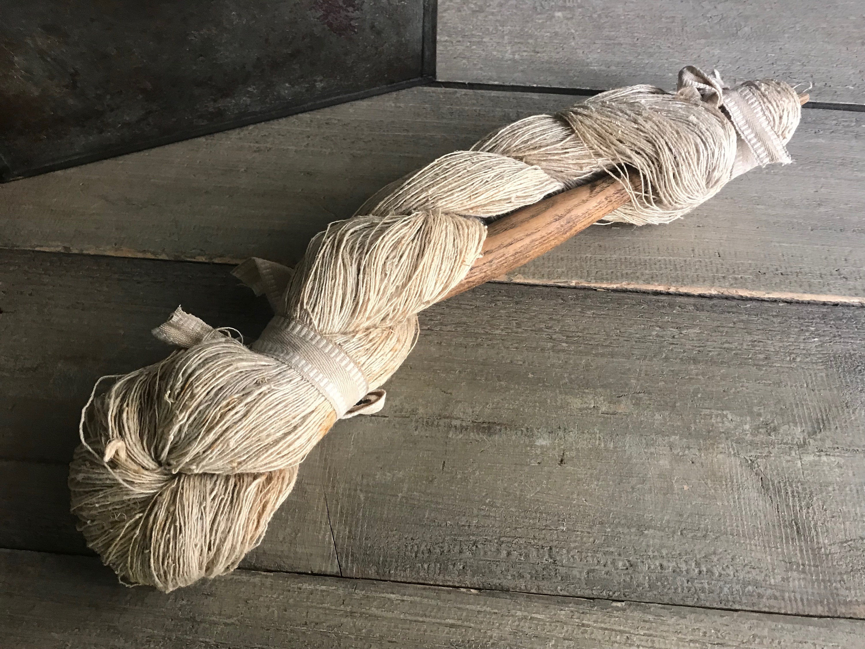 19th C French Chanvre Hemp Thread, Wooden Spinner, Home Spun, Natural ...
