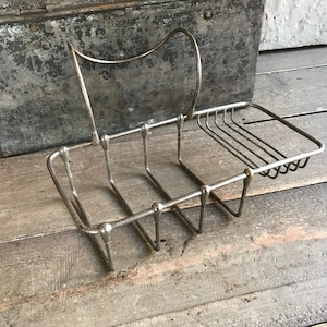 フレンチロールトップバスソープホルダー、クローム皿、大型スポンジホルダー、アンティークバス装飾、フレンチファームハウス