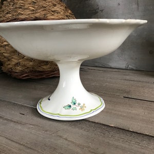 Antique French Ironstone Compote, Stoneware Fruit Bowl, Pedestal, French Faience, French Farmhouse image 4