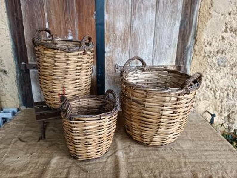 Rustic Farmhouse Basket Set, Nesting Storage Baskets, French Farmhouse, Farm Table, Farmstead, Graduating Set of 3, Damages image 10