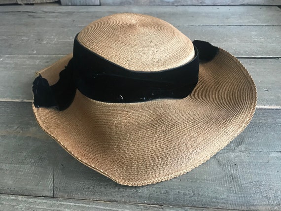Antique French Straw Hat, Edwardian, Panama Straw… - image 8
