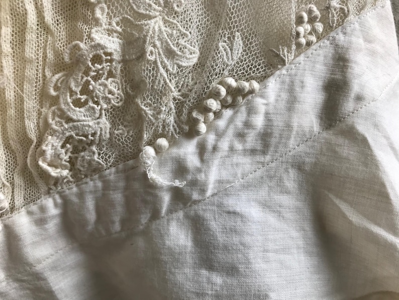 French Edwardian Lace Blouse, Lace Bodice, Embroidery Work, Period Clothing, Restoration Project image 8