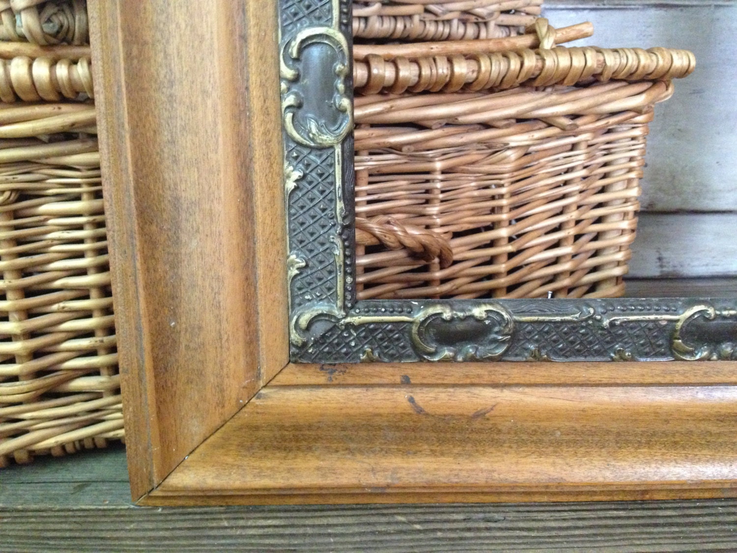 Antique Wood Picture Frame 22 inches Art Nouveau Gold Brown Etsy