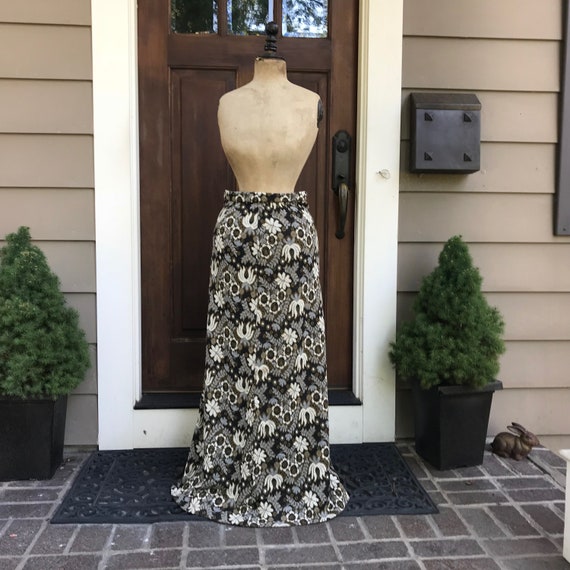 Floral Knit Skirt, Full Length, Handmade, Period … - image 1