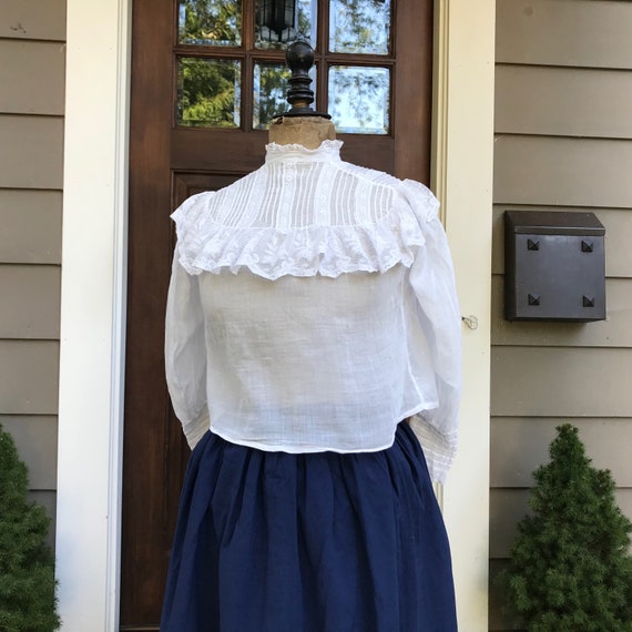 French Edwardian Blouse, White Batiste, Broderie … - image 2