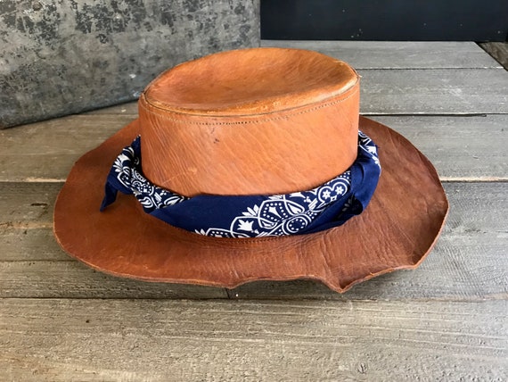 Rustic Leather Hat, Southwestern Cowboy Rancher H… - image 4