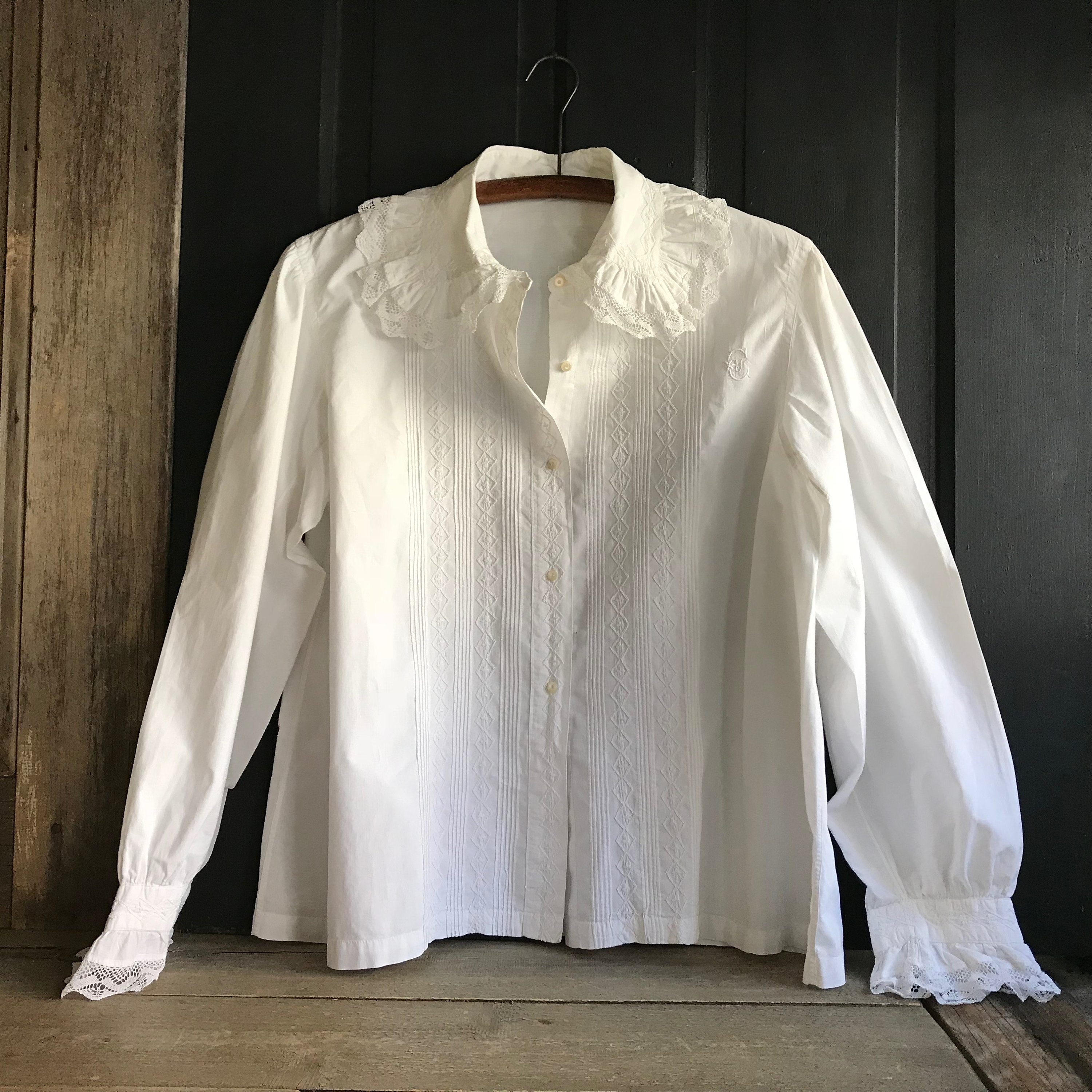 Chemisier Vintage Jaune Moutarde - Col Brodé, Manches Longues, Taille XL, Femme