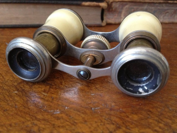 Antique Copper Brass Silver Enamel Opera Glasses … - image 2