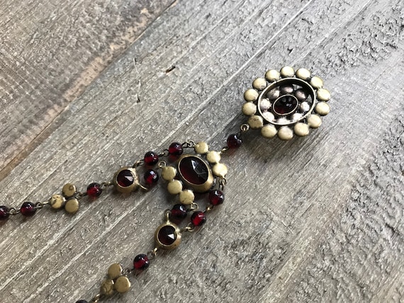 Antique Garnet Necklace, Victorian Bohemian, Deep… - image 9