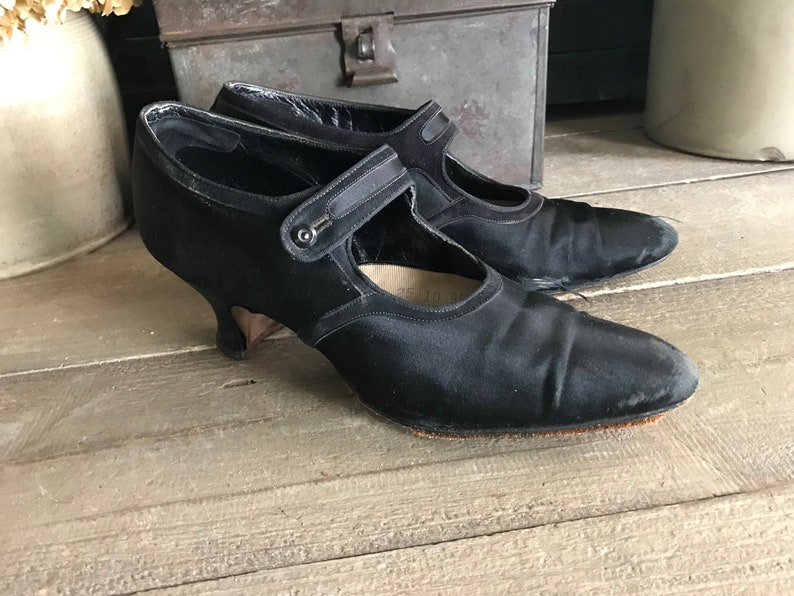 1920s Black Silk Flapper Pumps Dress Shoes Mary Janes - Etsy