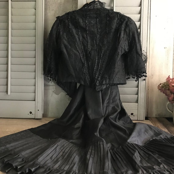 Antique 1800s Black Dress, Costume, Restoration, … - image 6