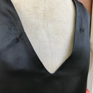 1920s Black Satin Sleeveless Dress, Flapper, Deco, Evening Dress, Formal, Period Clothing image 7