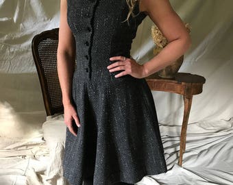 1960er Jahre Woll Tweed Kleid, Jonatan Logan, Jumper, Tailliertes Kleid