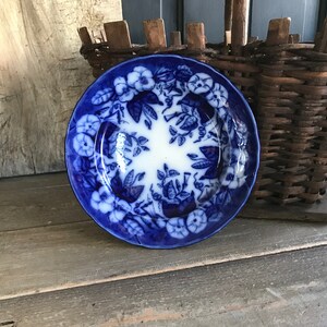 19th C Faïence de Bordeaux, Blue Floral Plate, David Johnston Earthenware, French Farmhouse image 4
