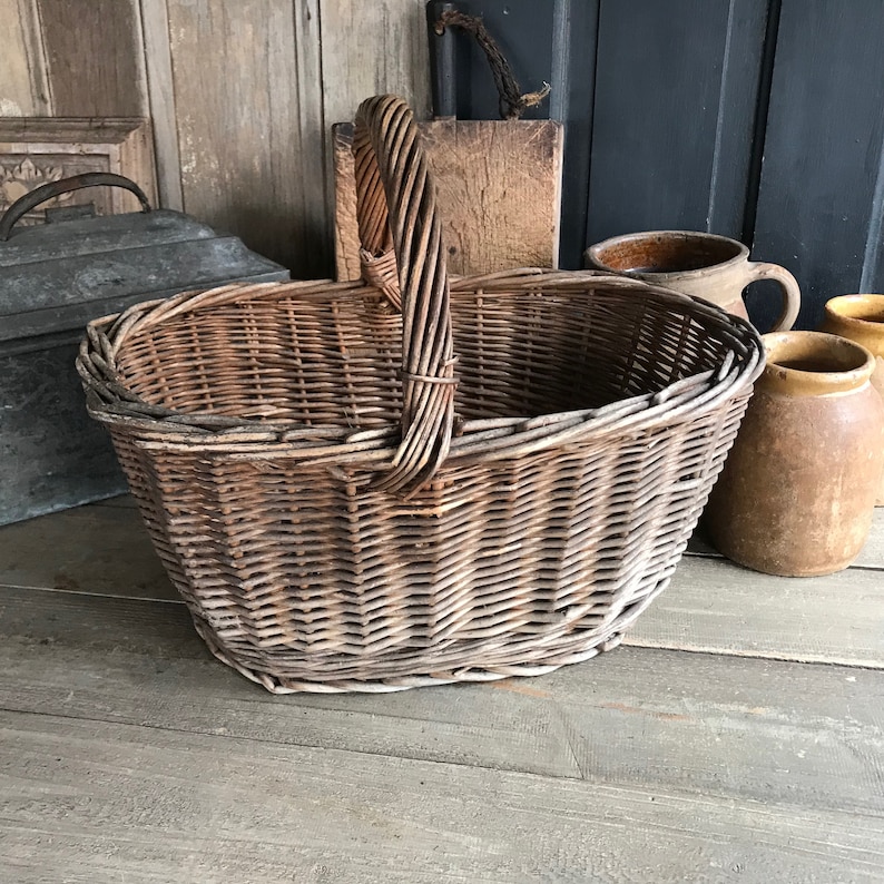 French Market Basket, Harvest, Shopping, Garden, Carry Handle, Farm Table, French Farmhouse image 8