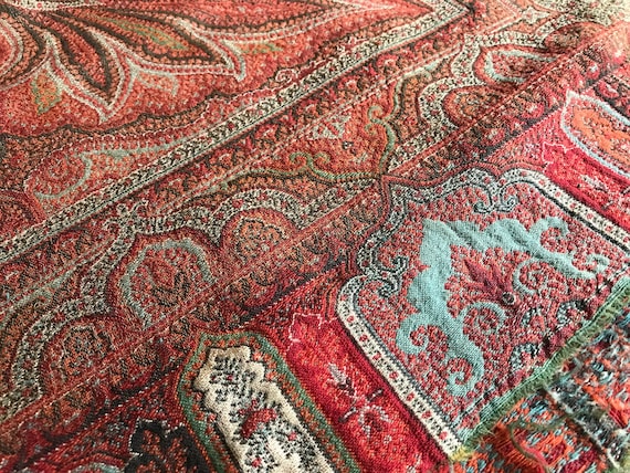 Paisley Wool Scarf Shawl, 19th Century, Blanket S… - image 2