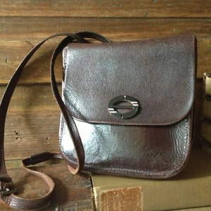 Antique Woody Brown Leather Crossbody Messenger Document Carrier Handbag Bakelite image 5
