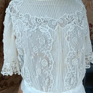 French Edwardian Lace Blouse, Lace Bodice, Embroidery Work, Period Clothing, Restoration Project image 4