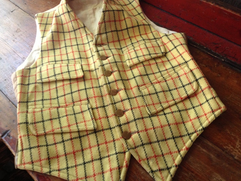 1928 Boys Wool Waistcoat Vest, England, Master of The Devon and Somerset Staghounds Sons, Rare Handmade Wool Vest image 3