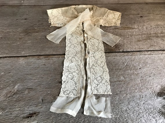 Antique French Floral Lace Blouse Front Panel, Dr… - image 3