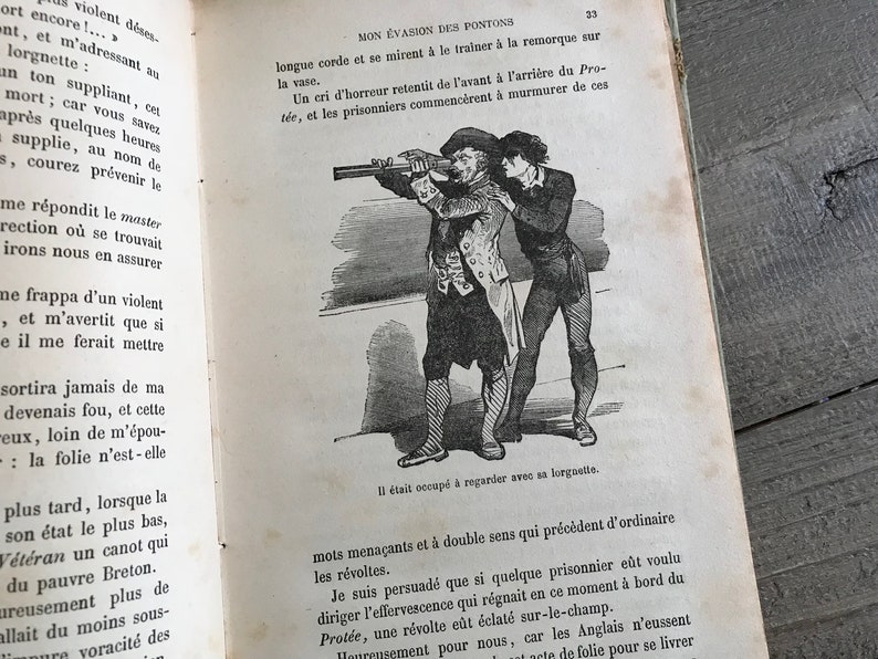 19th C French Classic Book Embossed Shabby Chic