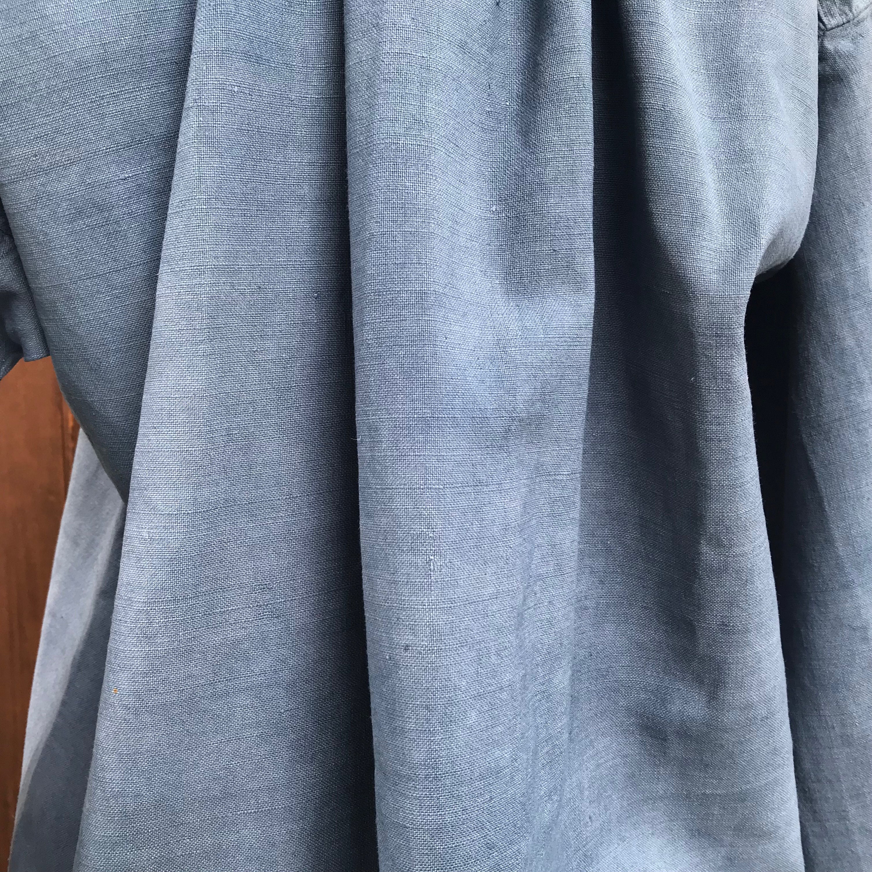 French Indigo Linen Chemise, Workwear Shirt, Artist Smock French Indigo Linen Chemise, Workwear Shirt, Artist Smock
