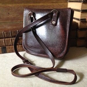 Antique Woody Brown Leather Crossbody Messenger Document Carrier Handbag Bakelite image 2